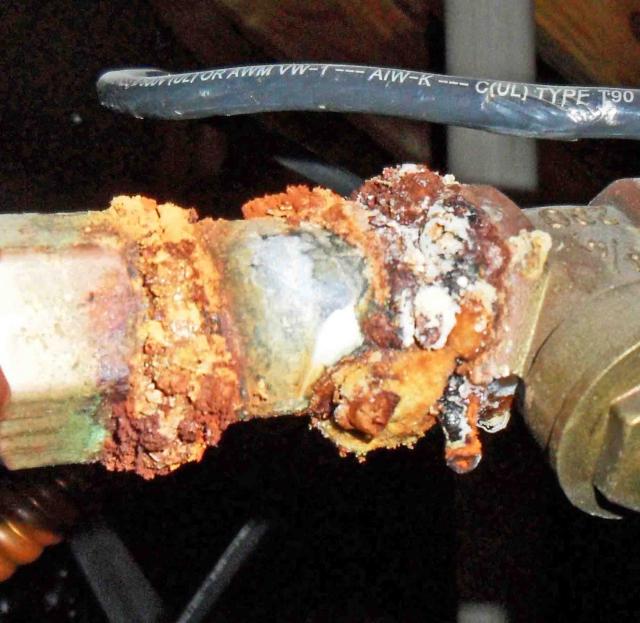 Corroded Water Heater Fittings